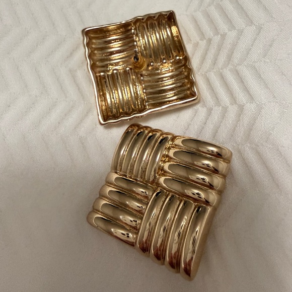 8 OTHER REASONS Gold Pleated Waterproof Woven Earrings - Picture 3 of 10